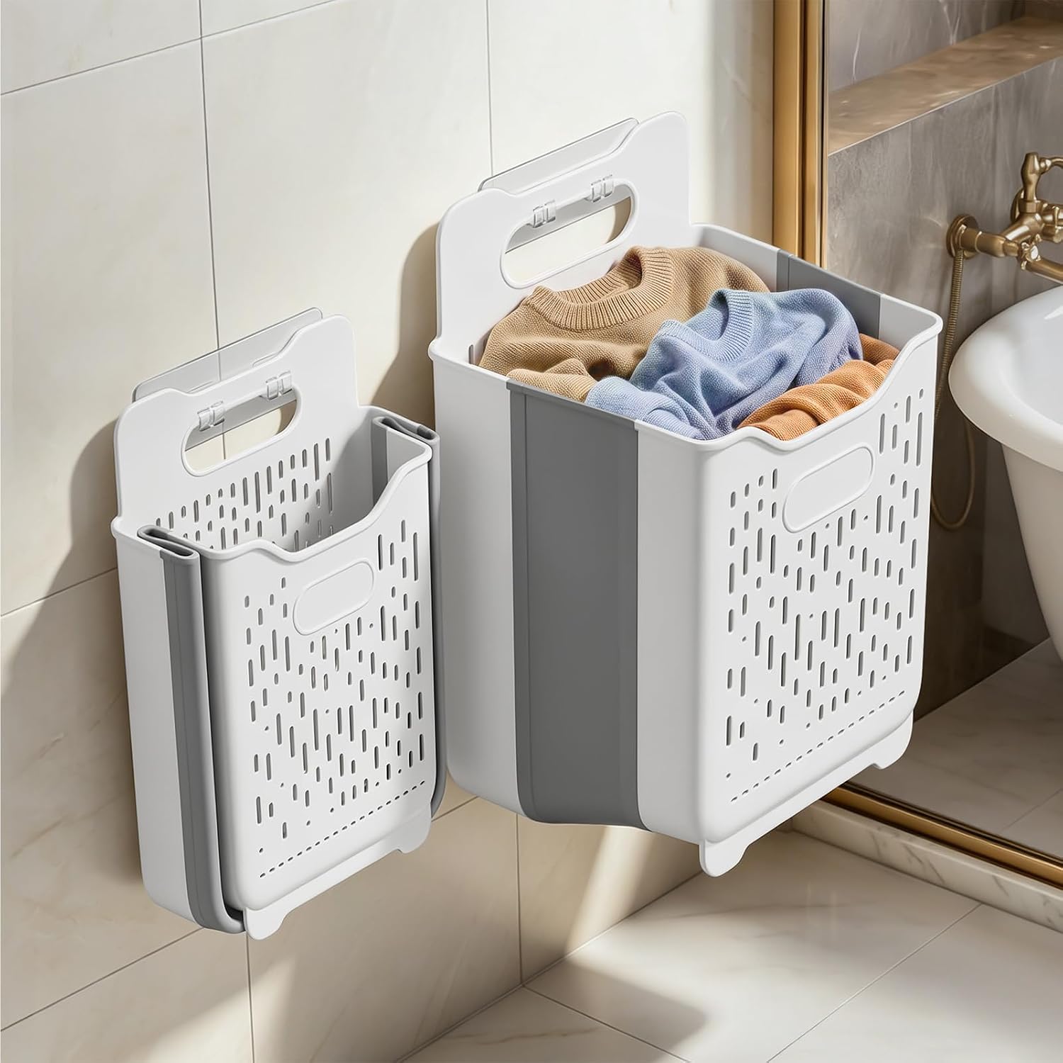 Spreezy 2 Pack Collapsible Laundry Basket with Handle
