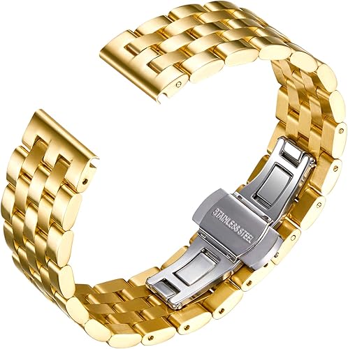 Miniatura 3 de BINLUN Stainless Steel Watch Band Replacement Metal Watch Straps for Men and Women 18mm19mm20mm21mm22mm24mm with Curved and Straight End in Silver,