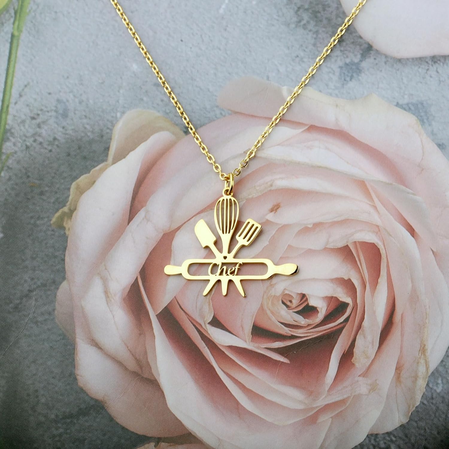 CENWA Chef Charm Necklace Cooking Pendant Necklace Chef Jewelry Gift for Chef Cooking Knife Pendant Gift For The Cook