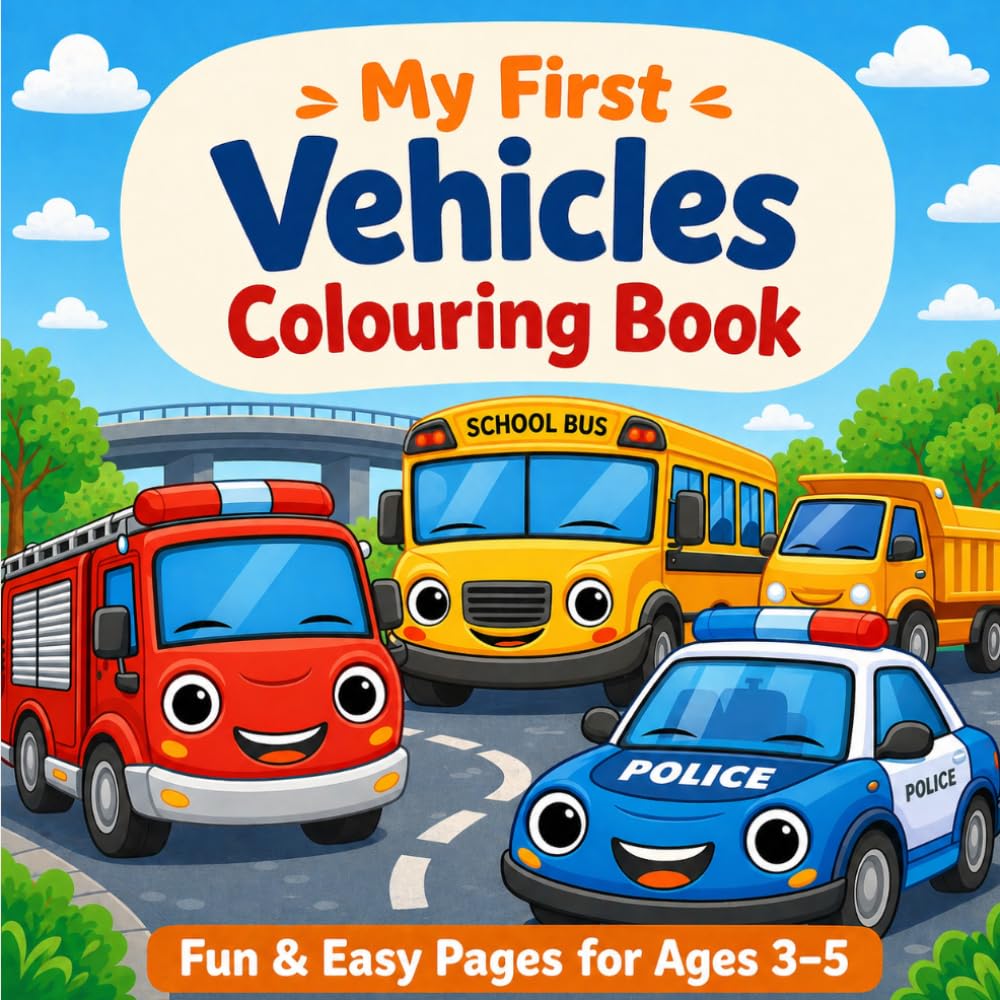My First Vehicles Colouring Book: Fun & Easy Vehicle Pages for Ages 3-5