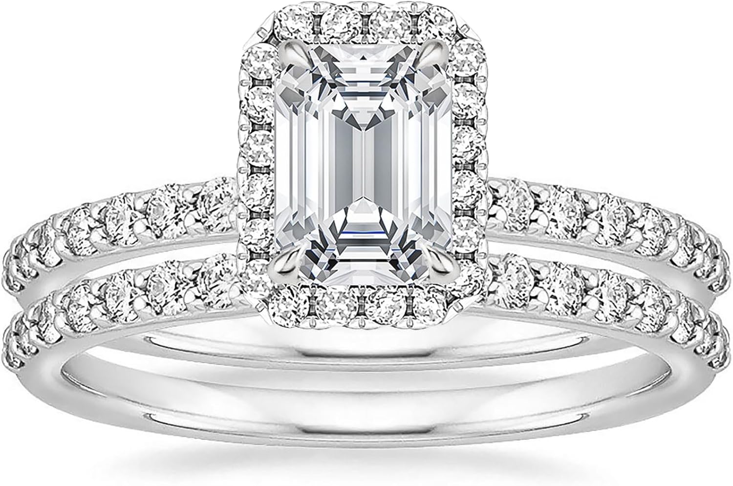 EAMTI 2CT 925 Sterling Silver Bridal Ring Sets Emerald Cut CZ Engagement Vintage Promise Rings Wedding Bands for Women Size 3-12