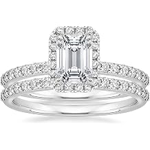 EAMTI Wedding Ring Set for Women Emerald Cut Size 3-12