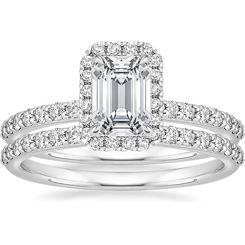 EAMTI Wedding Ring Set for Women Emerald Cut Size 3-12