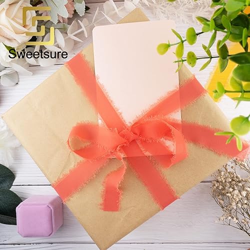 Miniatura 4 de Cintas de gasa hechas a mano de 1.5 pulgadas x 21 yardas, cintas de flecos de seda para invitaciones de boda, ramos de regalo, decoración de