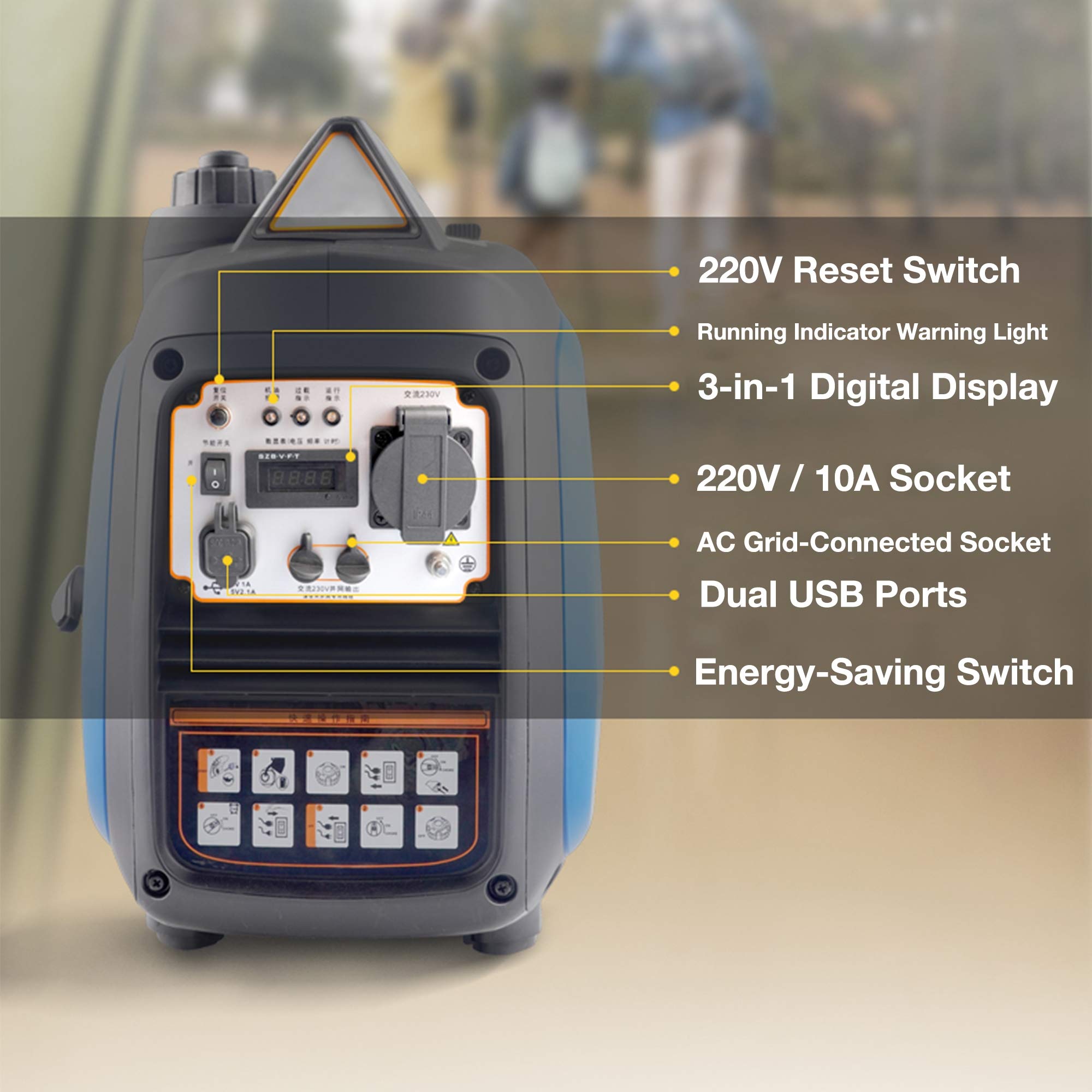 TGHY 2000w 2400w Generatore di Corrente Inverter Super Silenzioso e Leggero Motore a 4 Tempi Equipaggiamento di Emergenza Alimentato a Benzina