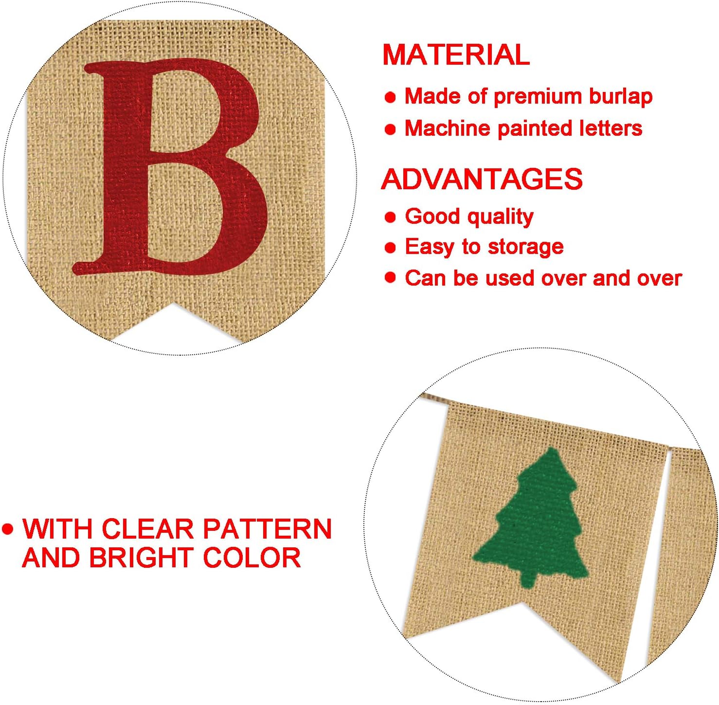 Partyprops Be Merry Burlap Banner | Christmas Burlap Banner | Christmas Tree Garland | Holiday Bunting | Home Garden Indoor Outdoor Banner | Natural Burlap Banner | Christmas Decor Decorations