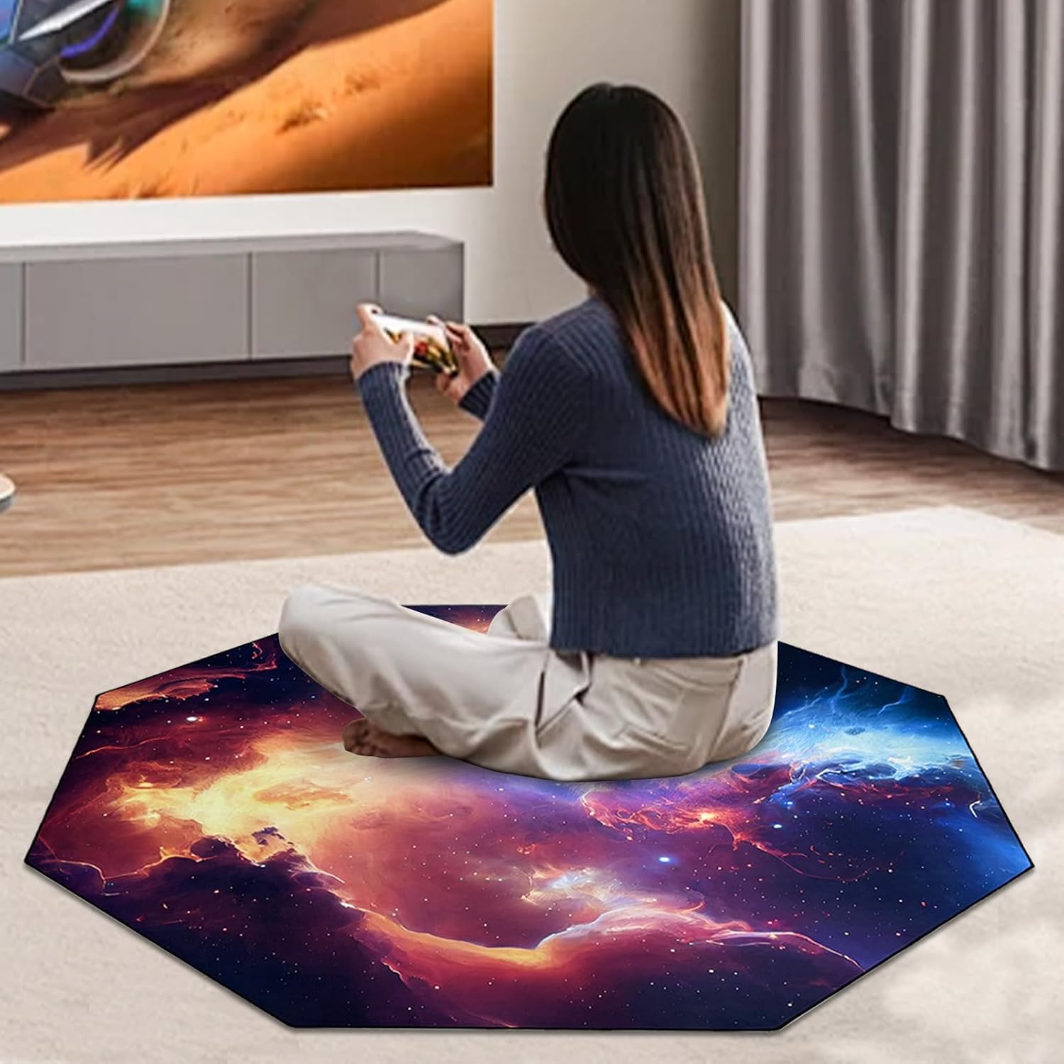 USTIDE Large Computer Gaming Chair Mat Nonslip Rubber Desk Chair Mat Noise Reducing Office Gaming Floor Mat
