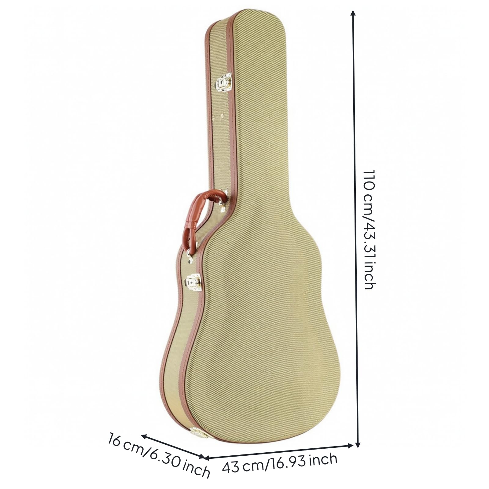 Custodia Chitarra Acustica Rigida Custodia Valigetta Custodia con Spallacci Manico Imbottito Struttura in Legno Rivestimento in Pelle PU Interno in