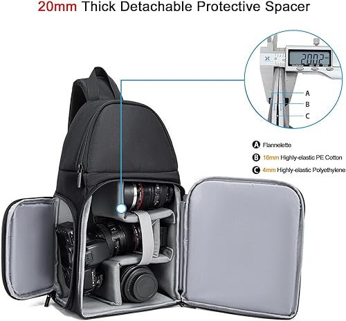 Miniatura 7 de CADeN Mochila para cámara DSLRSLR sin espejo, impermeable, funda de cámara compatible con Sony Canon Nikon cámara y accesorios de trípode de lente,