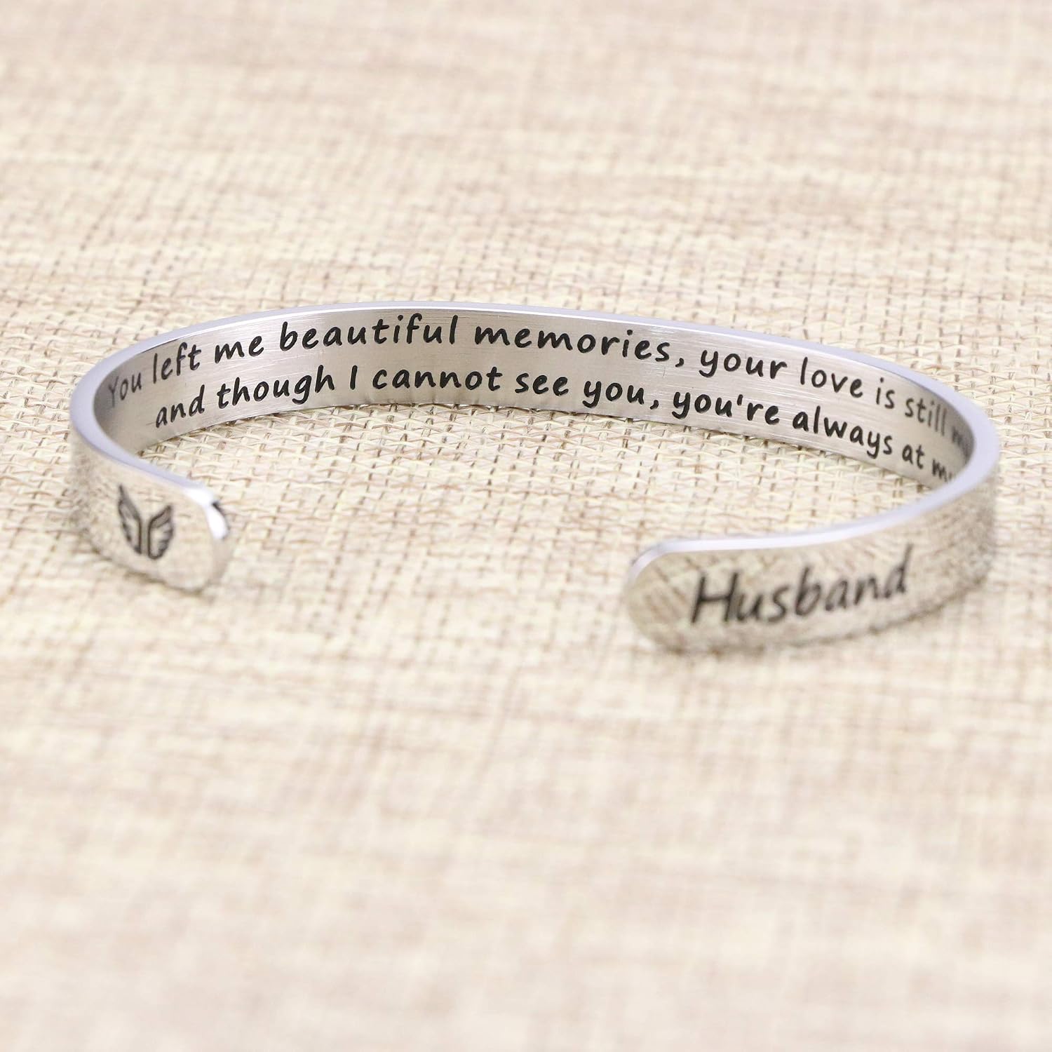 JoycuFF Memorial Gifts for Loss of Mom Dad in Memory of Jewelry Sympathy Bracelet Bereavement Cuff Secret Message Engraved Grief Gifts for Women