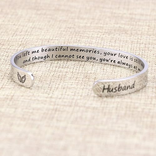 Miniatura 3 de JoycuFF Regalos conmemorativos por la pérdida de mamá papá en memoria de joyas, pulsera de condolencia, brazalete de duelo, mensaje secreto grabado,