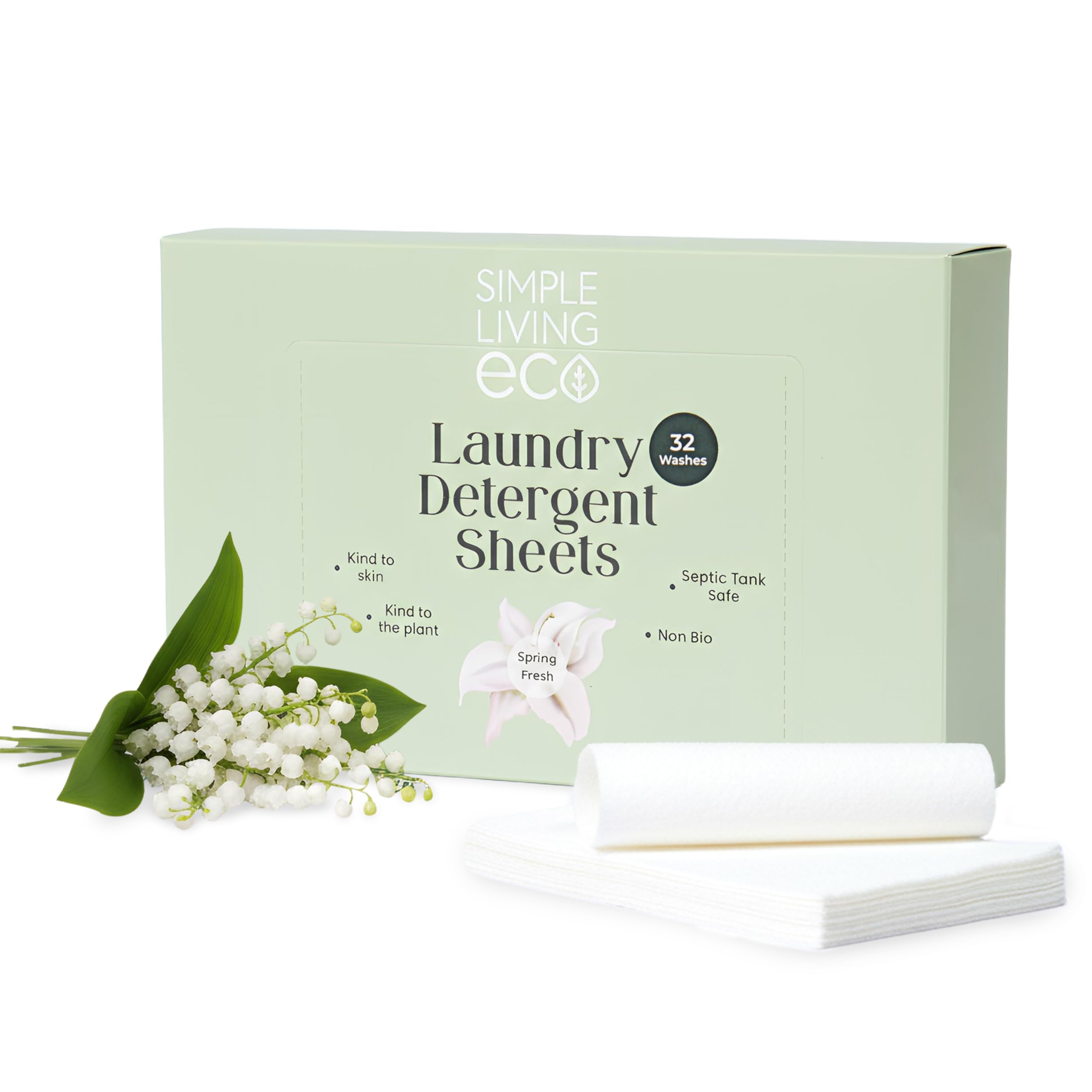 Laundry Detergent Sheets, Simplify Your Washing With Our Compact Laundry Sheets, Eco Washing, Non Bio & Skin-Friendly, (32 Sheet Pack, Spring Fresh) 1 Pack