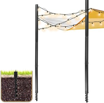 2 Pack 10FT Heavy Duty Shade Sail Poles Kit, 2.28" Diameter Metal Post with 3 Height D-Ring for Outdoor Sun Shade Cloth, Garden, Yard & Backyard
