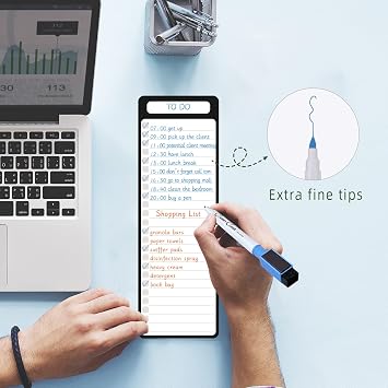 Magnetic Dry Erase List Board - 4x12 Multifunctional List Board for Fridge - 6 Extra Fine Point Markers Included - Shipped Flat