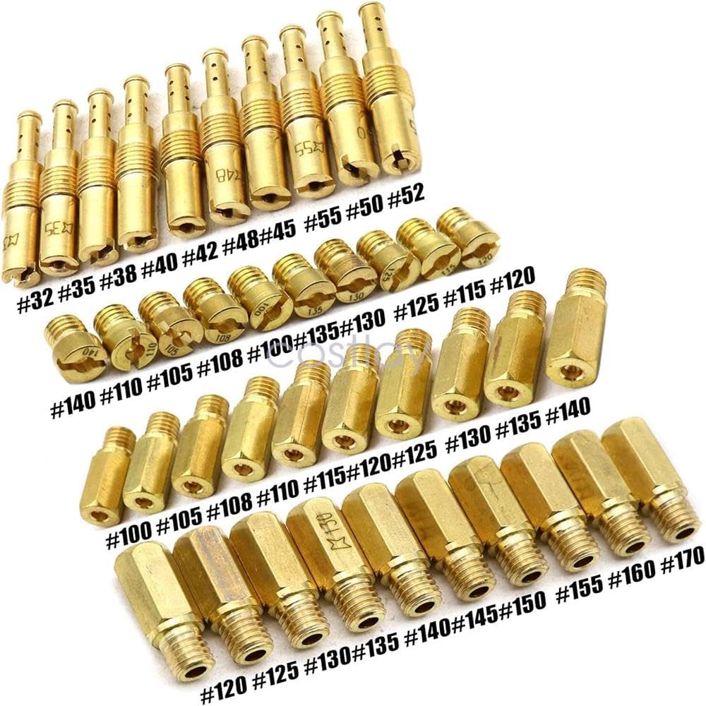 Carburetor Main Jets+ 10Pc Slow Jets/Pilot Jet Kit for PWK Keihin OKO Carbs 30Pc for Genuine for OEM Replacement