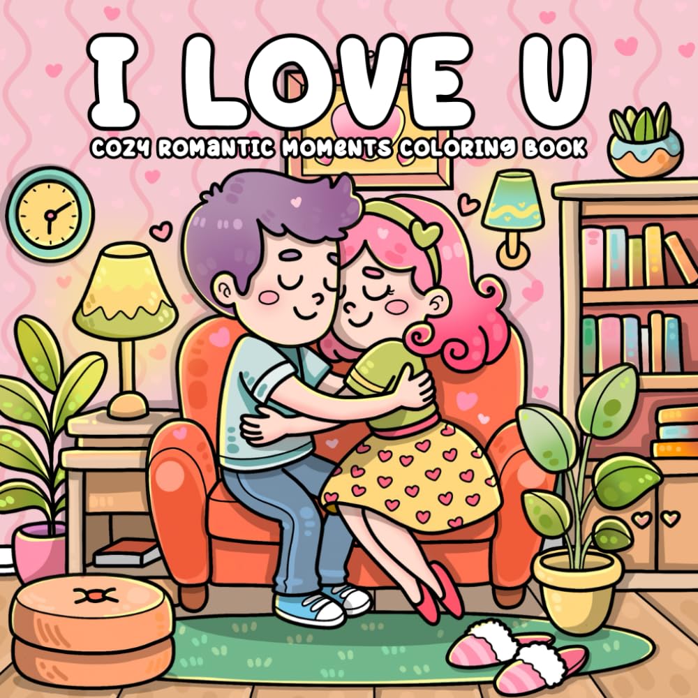 I Love U, Cozy Sweet Moments Coloring Book: Heartwarming Loves Illustrations, Romantic, Family & Pet, For Adults, Teens, Kids
