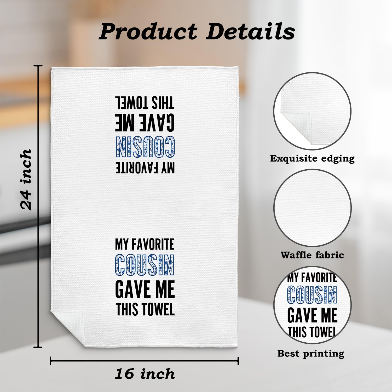 Favorite Cousin Gifts Kitchen Towels, Cousins Gifts for Women Men Hand Towels for Bathroom Decor, My Favorite Cousin Gave Me This Decorative Dish Tea Towels for Kitchen, 16x24 Inch