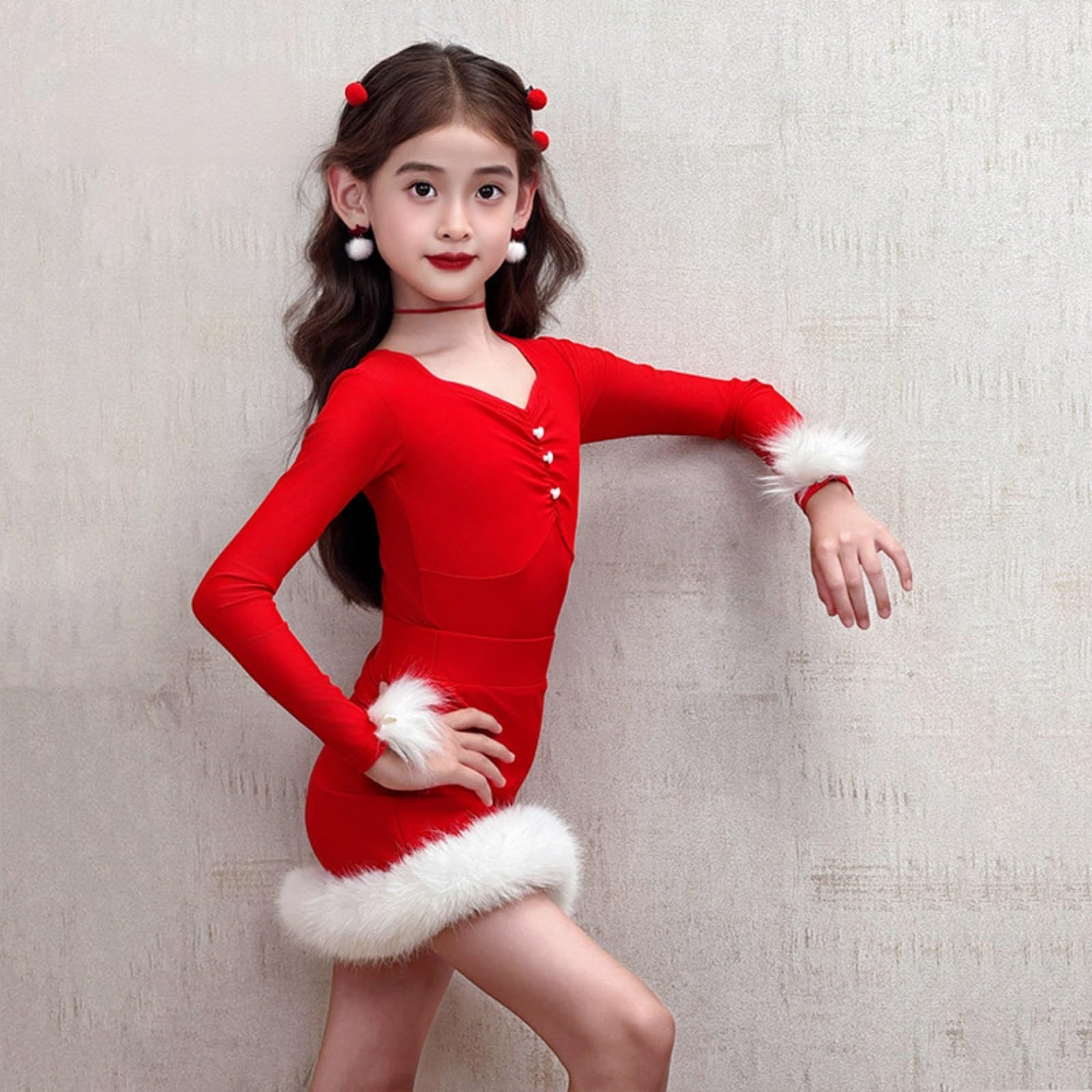 MEECHI Abito da Ballo Latino Autunno-Inverno for Ragazze Body Elastico