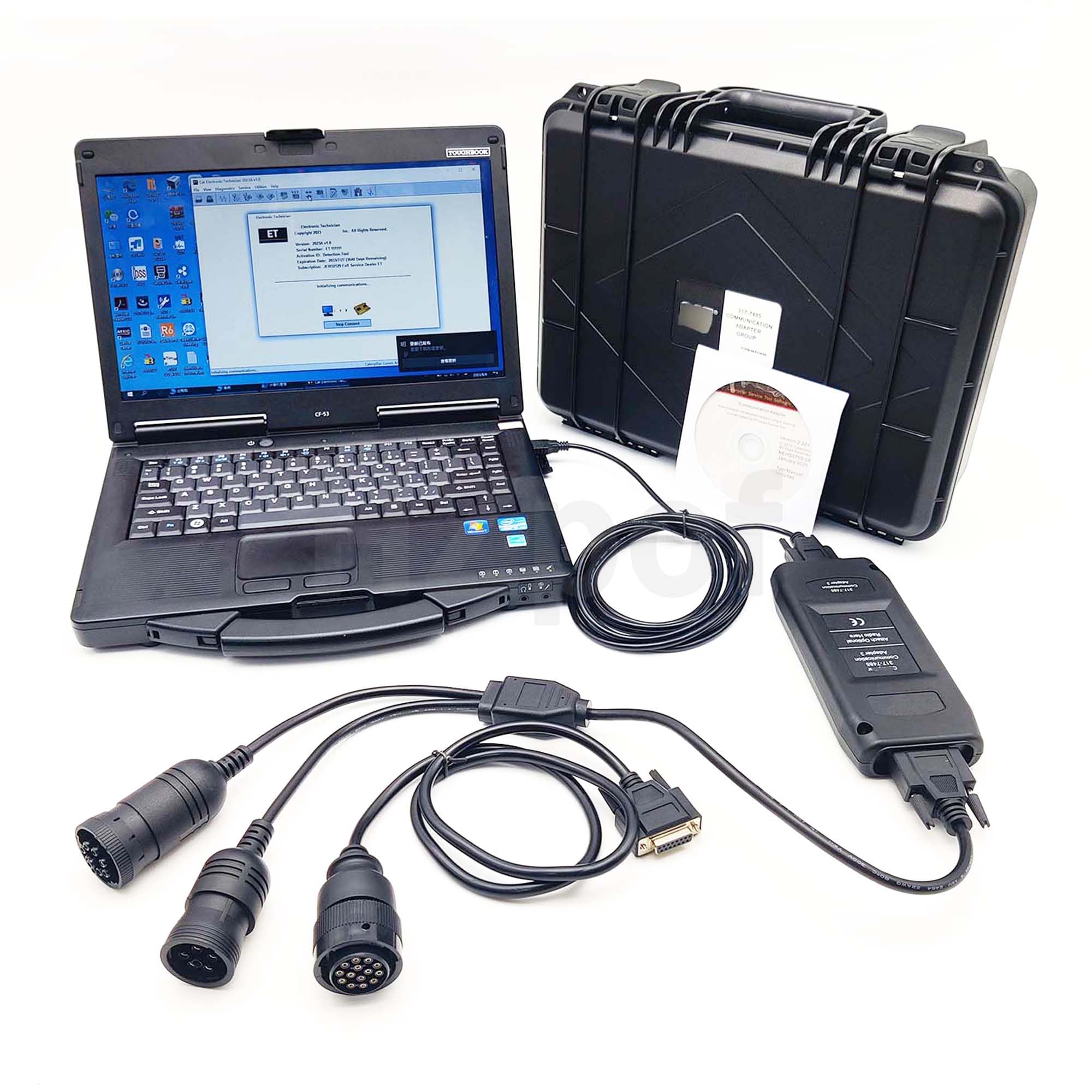ET3 317-7485 for Caterpillar CAT Communication Adapter Diagnostic Tool Truck Excavator Engine with 2019C 6+9+14pin Cable (ET3 with Laptop)