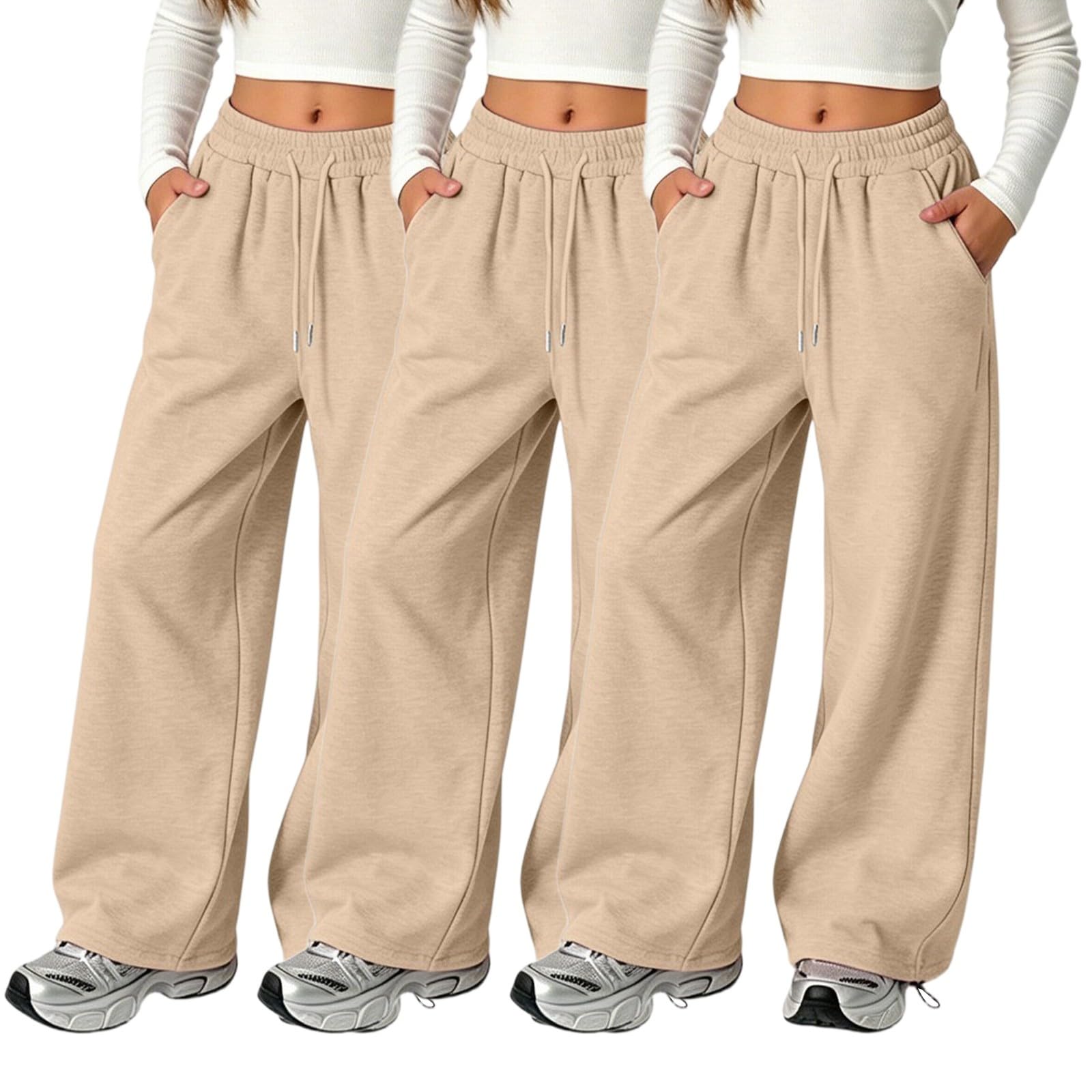 3er-Pack Baggy Jogginghose Mädchen Lange Jogging Sporthose mit Taschen