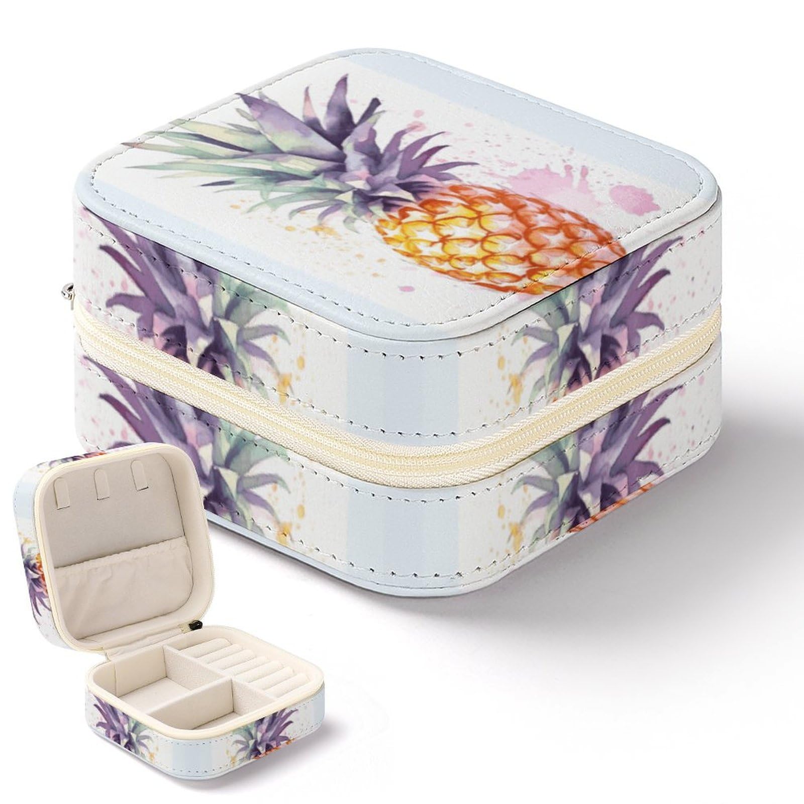 Boîte à bijoux femme anti-nœud - Organisateur de voyage en cuir ananas