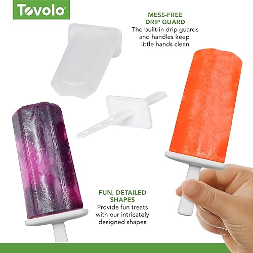 Vista 17 de Tovolo Moldes modernos de silicona para paletas con bandeja (manzana caramelo), moldes para paletas de hielo con 6 cavidades para paletas de hielo