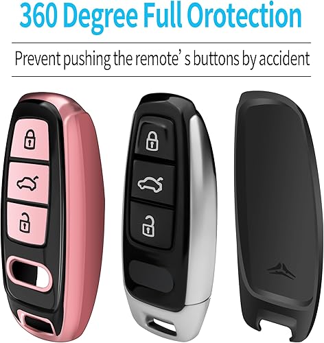 Miniatura 4 de Tukellen Funda especial de TPU suave para llave de Audi compatible con A3 A6-A8 E-Tron S3 RS6-7 SQ7-8 (rosa rosa)