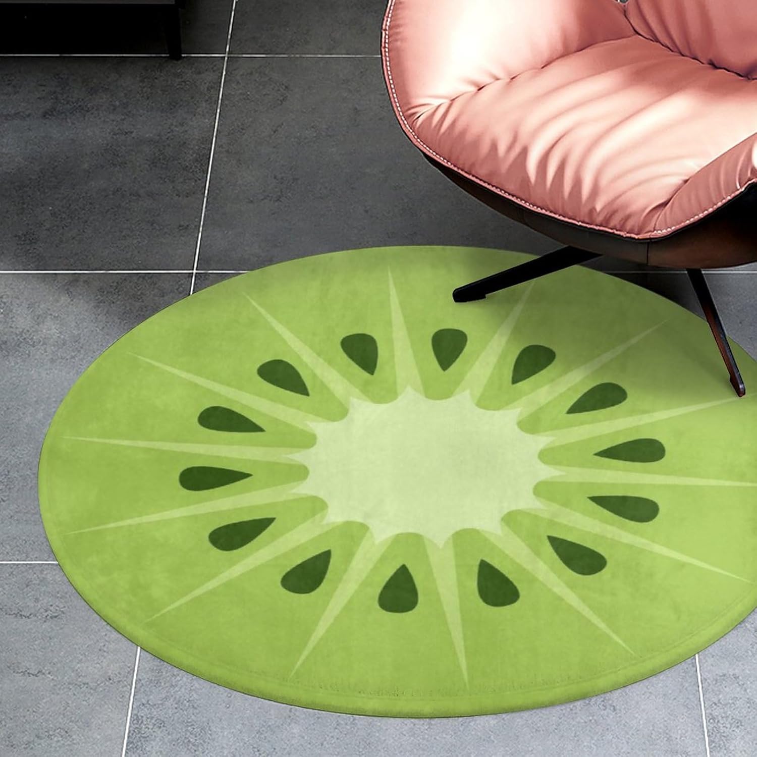Cartoon Kiwi Round Rug Fruit Circle Area Rug Round Rugs for Kids Boys Room Decor 3 ft