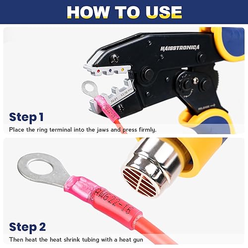 Miniatura 39 de haisstronica 100 conectores de anillo termorretráctil de grado marino rojo de 5/16 pulgadas, conectores de terminales de anillo de cobre rojo