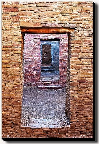 Handmade Photograph of Native American Ancient Stone Walls and Multiple Doors at the Pueblo Bonito Ruins at Chaco Culture Park, New Mexico. Art