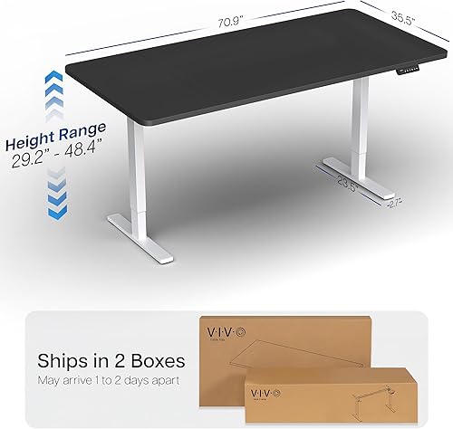 Vista 860 de VIVO DESK-KIT-1W6G - Escritorio eléctrico de pie de 60 x 24 pulgadas, ajuste de altura de memoria, serie 1B, parte superior de nogal oscuro de una