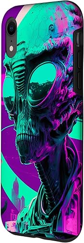 Vista 17 de iPhone 12 Pro Max Cool Retro Alien Sunset Tropical Trippy Vaporwave Sky Art Case