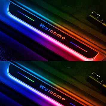 Customizable Car Door Sill Lights LED Welcome Courtesy Lights, Wireless Car Door Welcome Courtesy Lights Waterproof Car Threshold Light Auto-Sensing Multiple Modes Colors Adjustable USB Charging