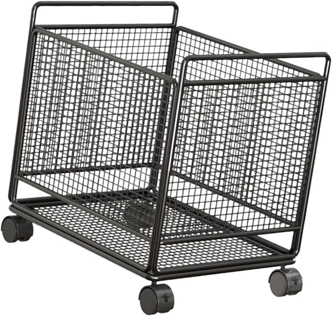 Laundry Basket Cart, Dirty Clothes Basket, Practical Metal Wire Rolling Laundry Hamper for Household Bedroom Bathroom, Black, M