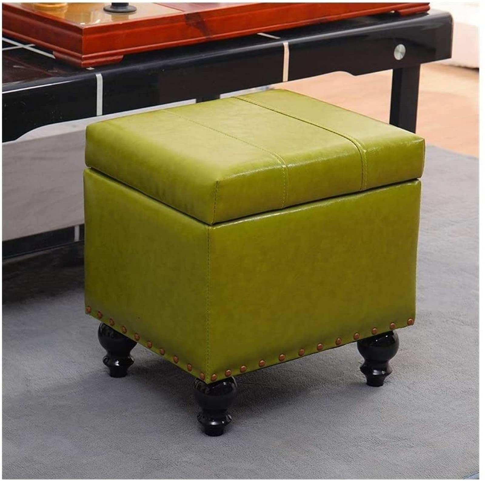 Coffre à Jouets et Repose-Pieds en Similicuir Bleu pour Décoration d'Intérieur