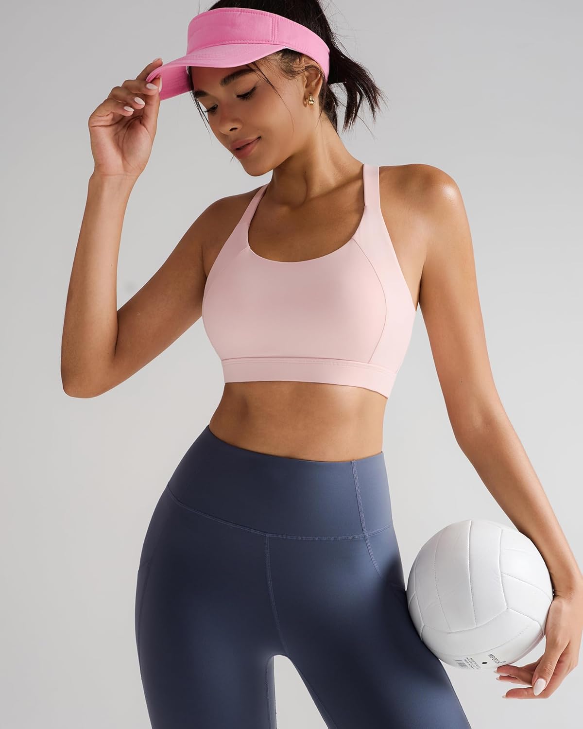 RUNNING GIRL Sports Bra for Women,Y Back Molded Cup Strappy Running Sports Bra with Sewn in Pads - Image 2