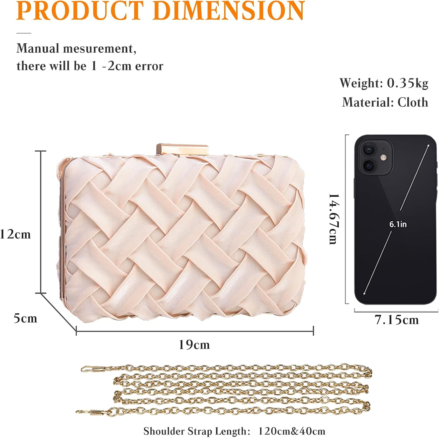 CORIOS Women Clutch Bag Evening Bag Bridal Wedding Purse Ladies Shoulder Bag With Detachable Chain Retro Handbag