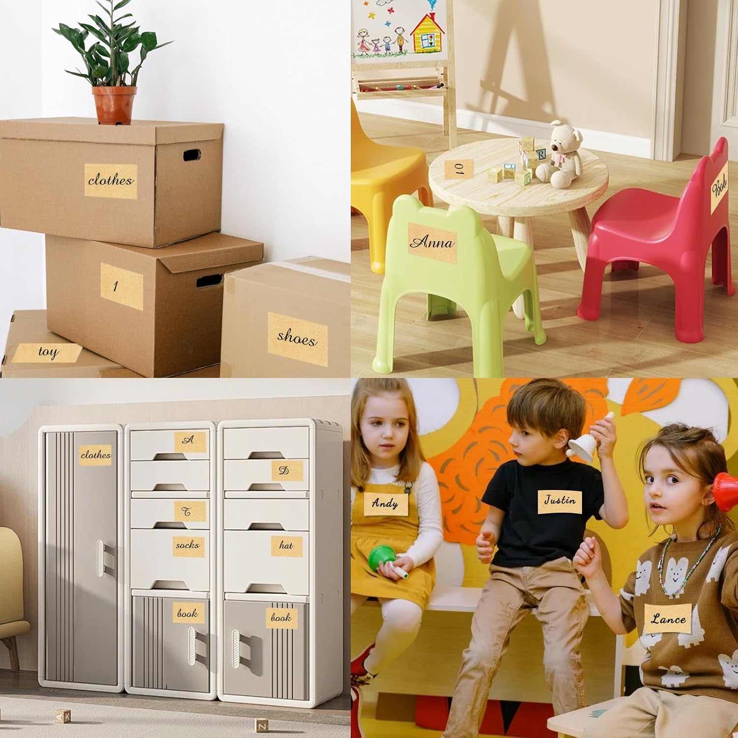 STARLIBOO Colored Labels Stickers 3 x 5 Inch, Rectangle Kraft Removable Moving Labels Stickers, Adhesive Kraft Paper Stickers for Office, School, Home- 250 Labels - Image 8