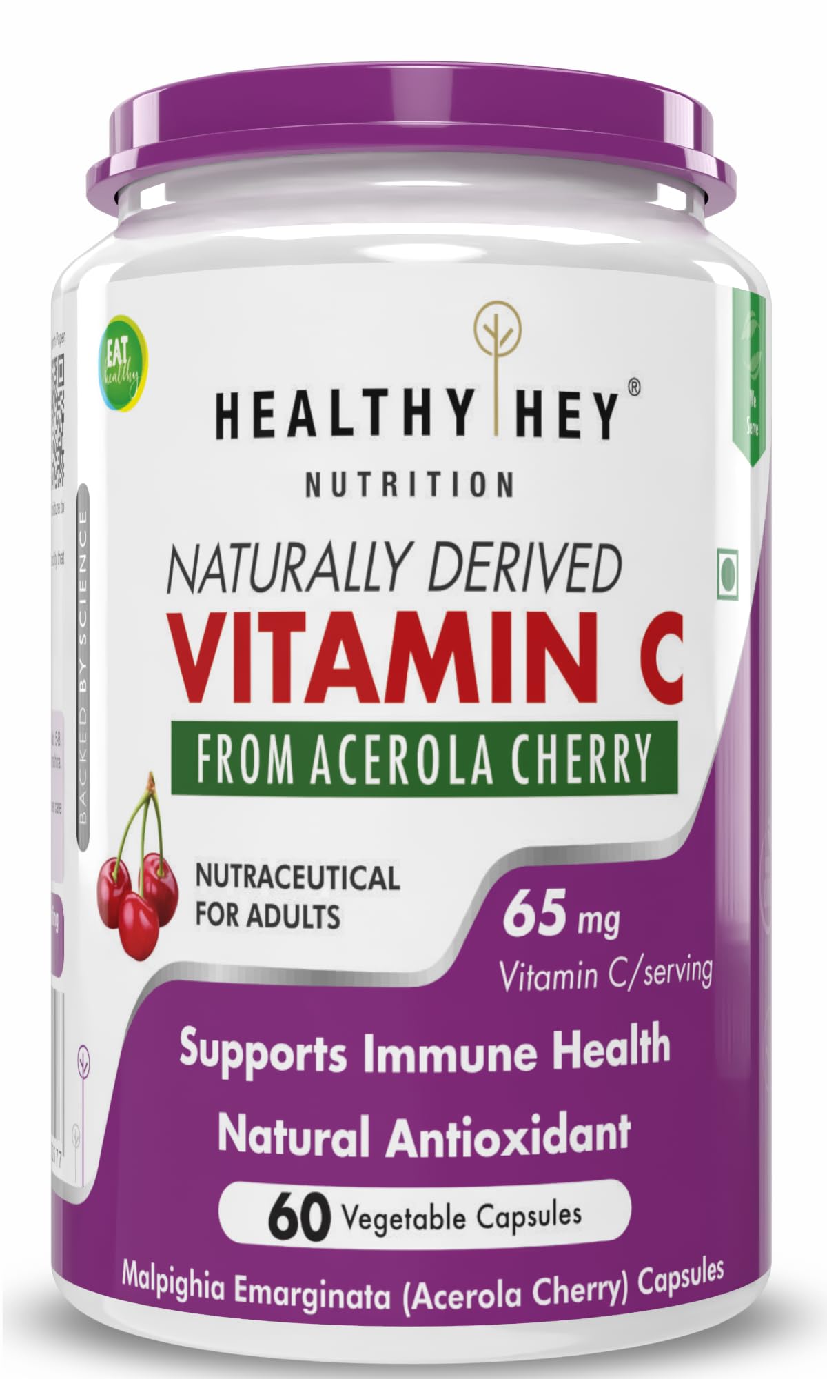 HealthyHey Nutrition 100% Natural Vitamin C from Cherry - 60 Veg. Capsules
