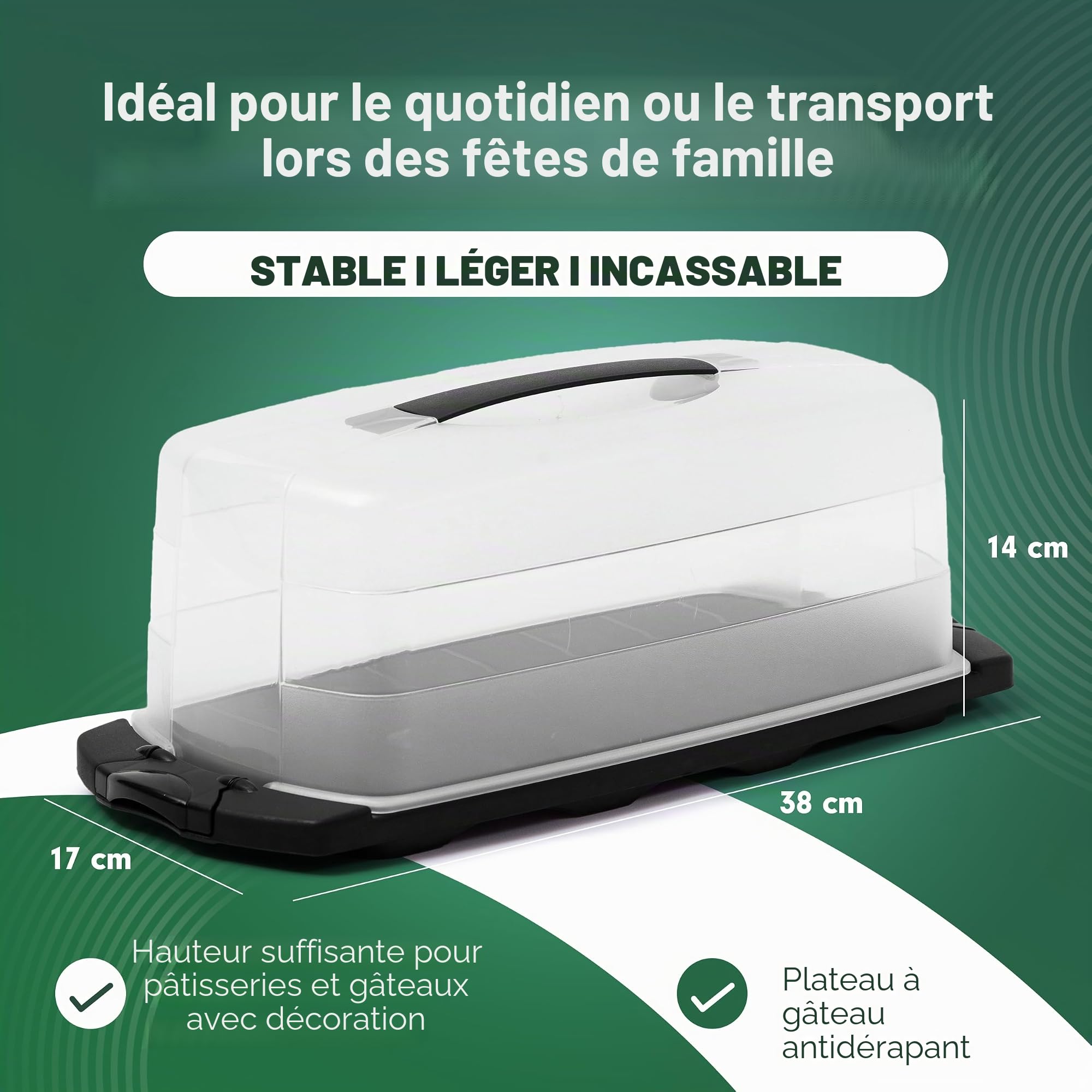 Novaliv Lot de 3 boîtes de transport rondes, rectangulaires et rectangulaires avec couvercle, pour gâteau, dessert, fête, transport de gâteau