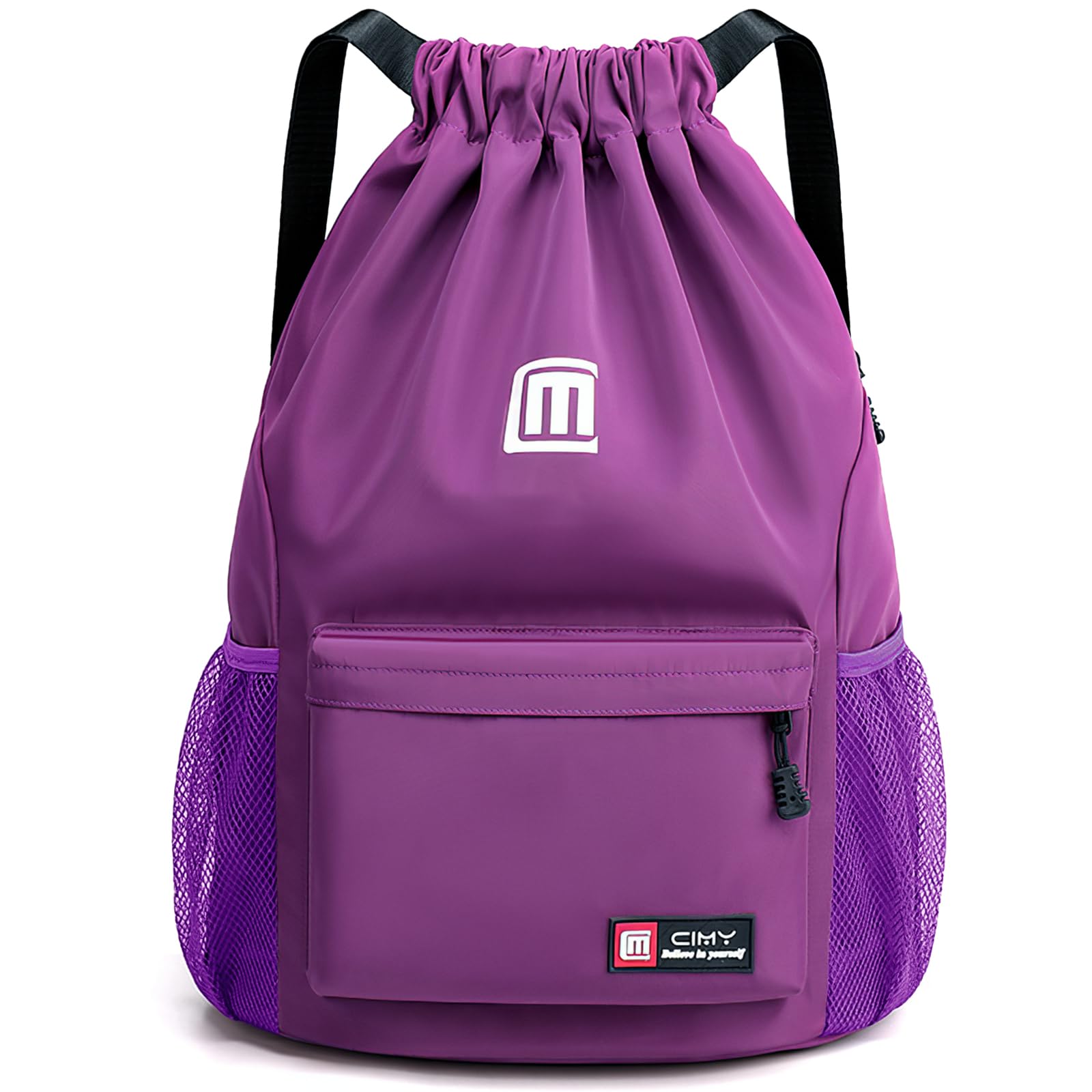 Tesmien Drawstring Bags,Waterproof Swimming Bags Unisex Sports Backpacks for Kids Adult Large Drawstring Sackpacks Bags for School Gym Sports Travel Swimming-Purple