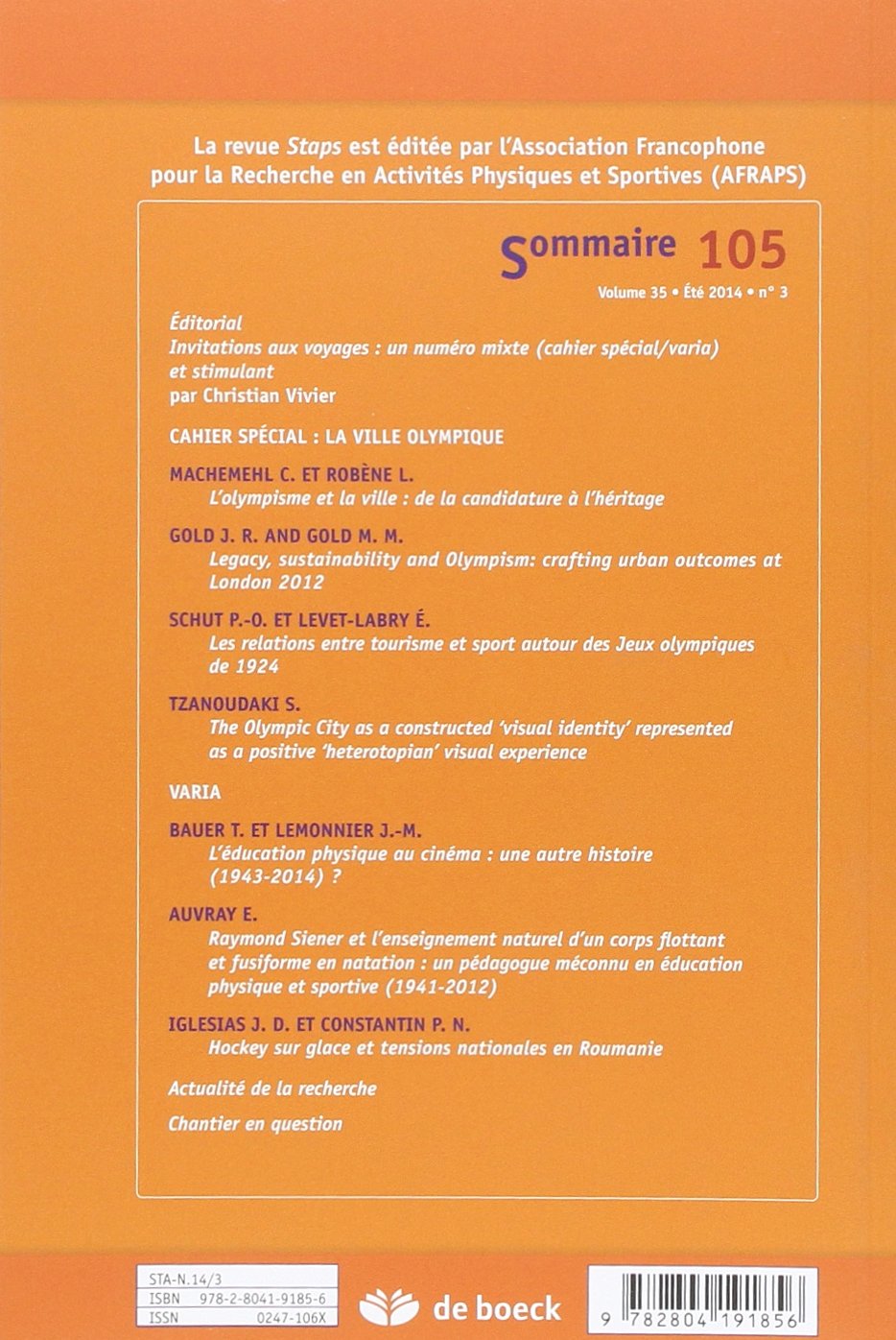 STAPS 2014/3 N.105 VILLE OLYMPIQUE