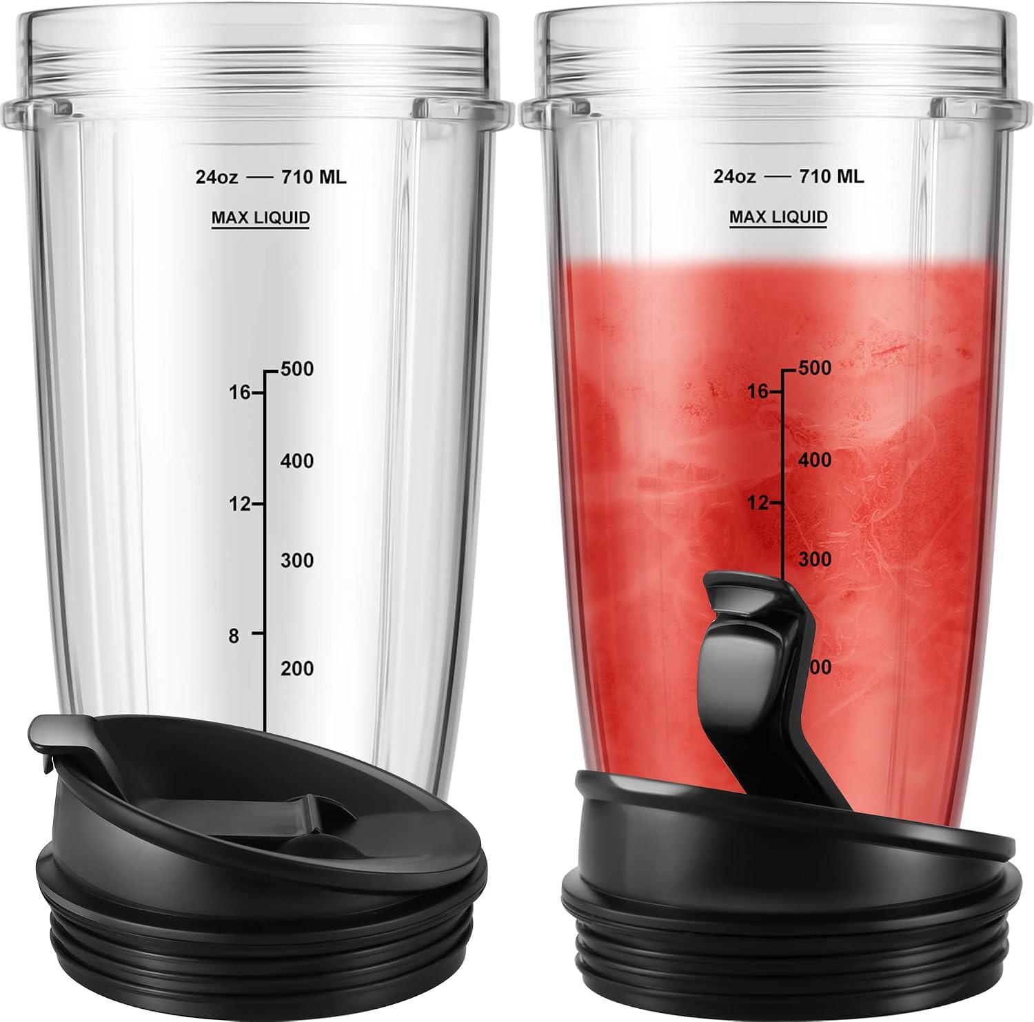 2-Pack 24oz Ninja Blender Cups with Sip & Seal Lid Blender Replacement Parts Compatible with Nutri Ninja Auto IQ Series Blenders BL450 BL454 BL456 BL480 BL481 BL482 BL490 BL640 BL642 BL682