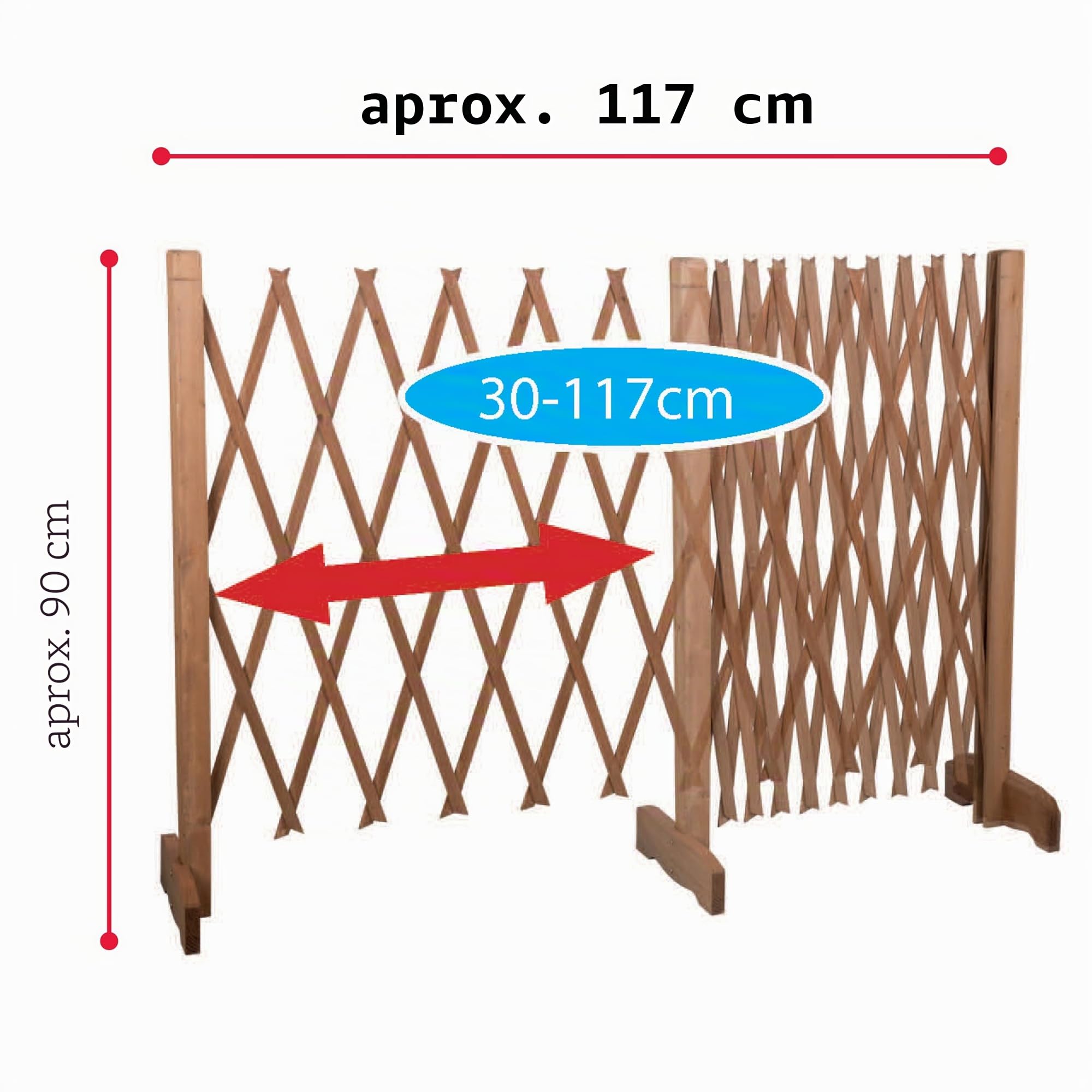 MaxxPro Barrier Puerta de seguridad para perro extensible, ancho 30-117 cm, altura 90 cm