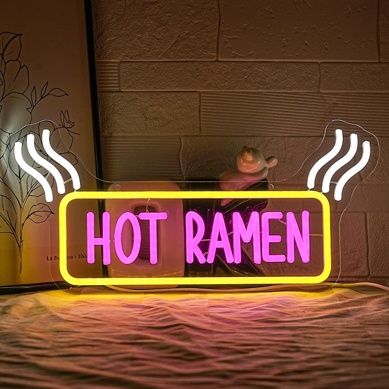 Hot Ramen Neon Sign for Wall Decor Colorful Letter Neon Light Food neon sign Japanese neon sign Dimmable Neon Wall Sign for Ramen Shop Restaurant Home Party Bar Kitchen Decor