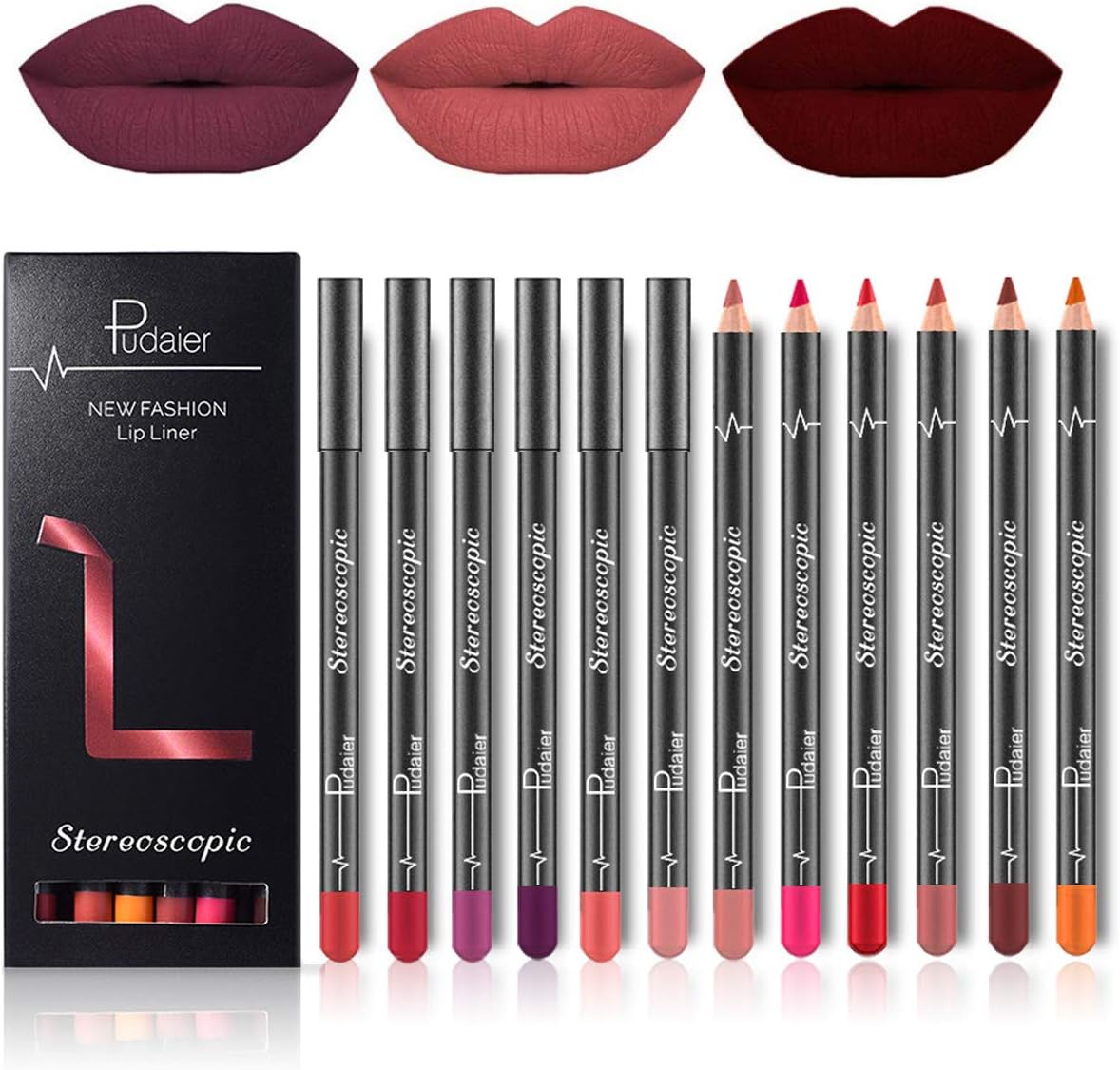 NICEFACE 12 Colors Lip Liner Set, High Pigmented Long Lasting Waterproof Matte Smooth and Creamy Make Up Lip Liners