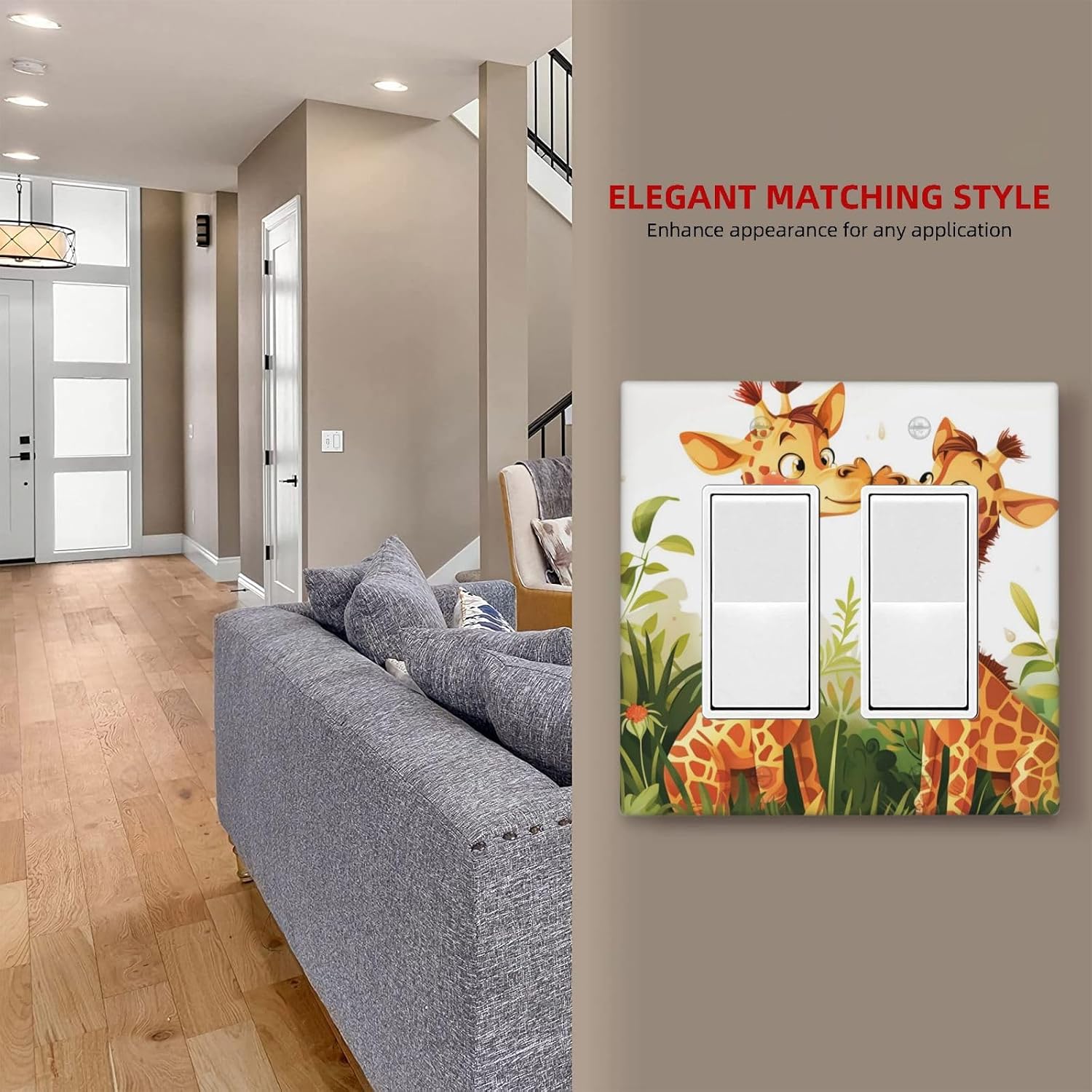Classic Wall Plates, Cute Wild Cartoon Giraffes, Light Switch covers, Electrical Outlet Covers, Duplex receptacle wall plates, Mid-Size Decorator Wall Plates - 4.5 x 4.6 IN