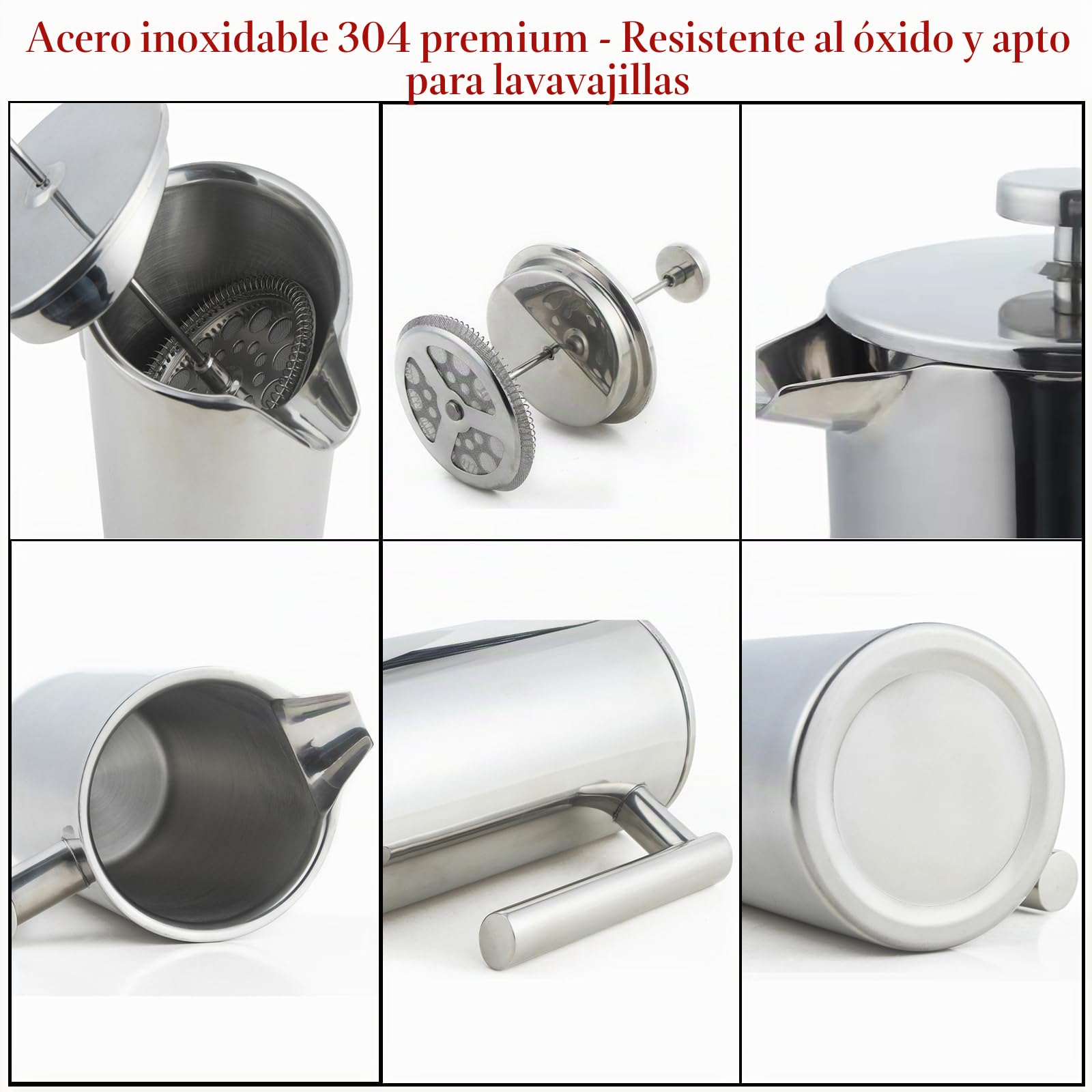XINGYUEXUAN Acero inoxidable French Press – Prensa de café premium con función térmica – Cafetera con triple filtro, apta para lavavajillas y aislada (600 ml)