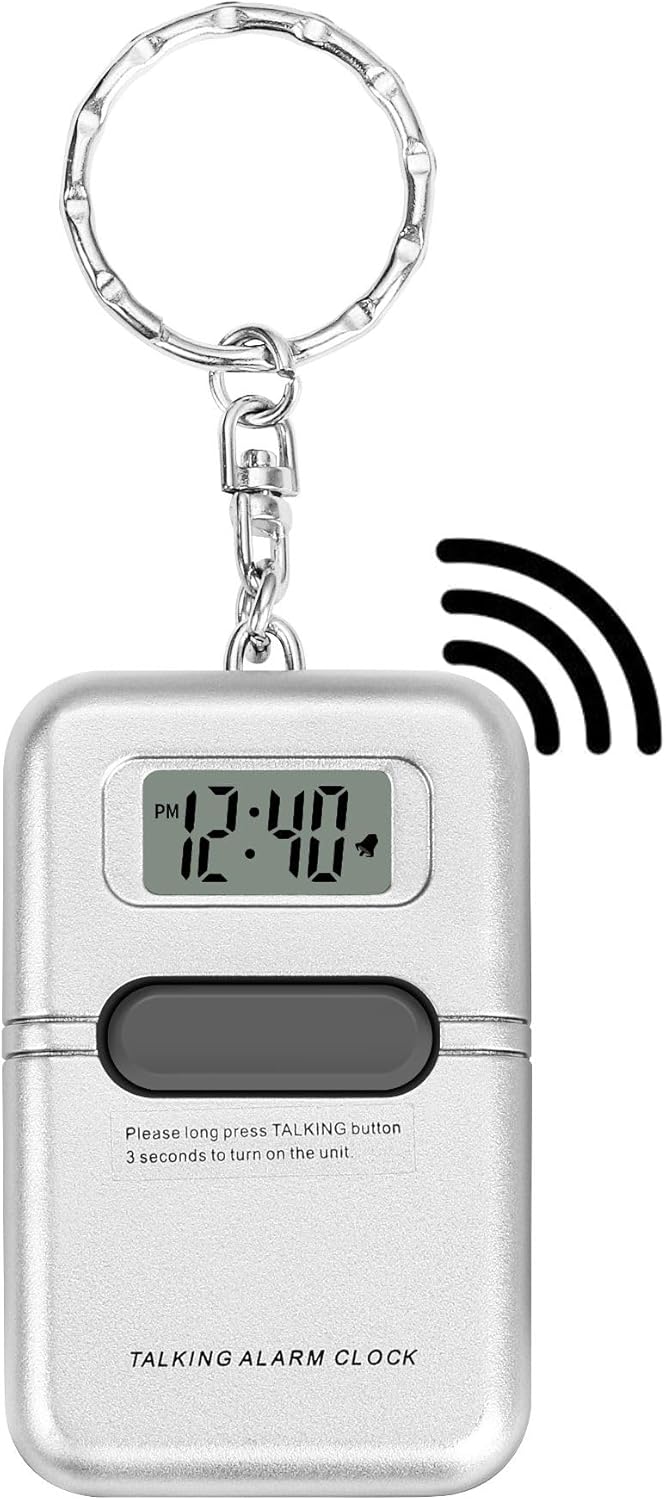 Speaking Clock Keychain with LCD display screen – clear American accent, saying time with press of the button, nice for visually impaired or blind (1)