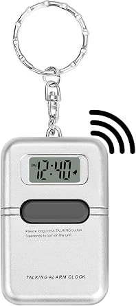 Talking Clock Keychain with LCD Screen - Clear American Accent, Announcing time, Great for Visually impaired or Blind